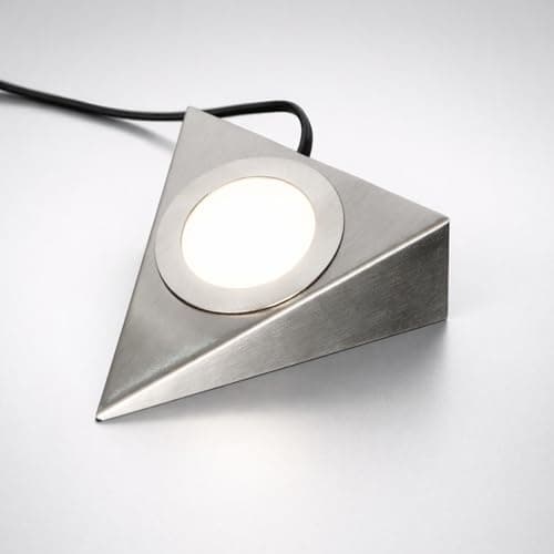 Image of LEDBRITE Triangle LED Under Cabinet Light, Satin Chrome, 3 CCT 3000K - 6500K, 2W 200lm, 240V Mains, Driverless Kitchen Cabinet Light (1)