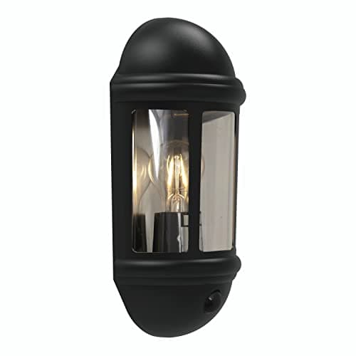 Image of 4lite Outdoor Half Wall Lantern (Black) IP65 Rated Motion Sensor Exterior Wall Lamp - 4L2/3411-4Yr Guarantee