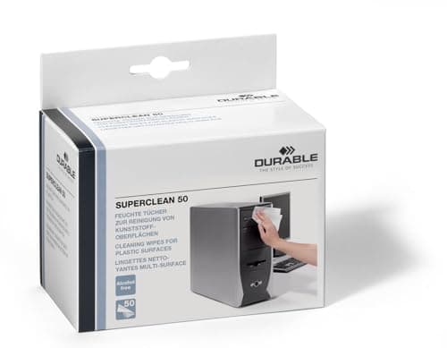 Image of Durable SUPERCLEAN Anti-Static Biodegradable Electronics Cleaning Wipes - for Phones, Tablets, Laptops, Keyboards and PCs - 50 Sachets