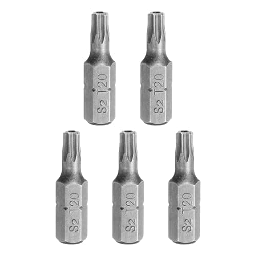 Image of sourcing map 5pcs T20 Torx Screwdriver Bit 1/4" Hex Shank 25mm/1" Length S2 Steel Star 6 Point Head Hex Security Screw Driver Bits with Hole for Impact Electric Screw Driver Power Tools, Grey