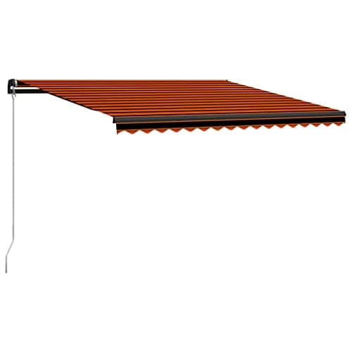 Image of vidaXL Manual Retractable Awning Home Outdoor Garden Arm Awning Canopy Patio Balcony Sunshade Shelter Deck 450x300cm Orange and Brown