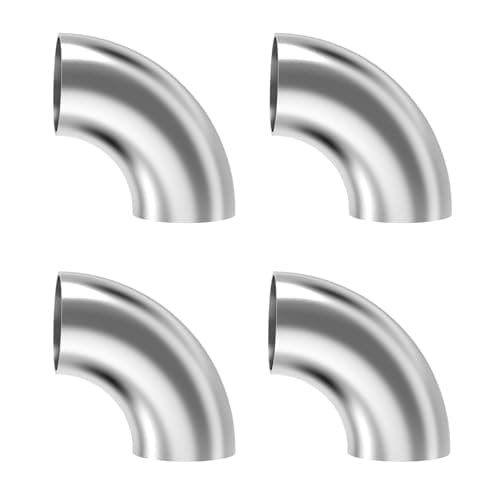 Image of Pack of 4 90 Degree Exhaust Elbow Pipe, Stainless Steel Elbow 63 mm OD Pipe Elbow Thickness 1.5 mm Pipe Connector Connector for Car Modified Exhaust Pipe Stair Strip Exhaust System