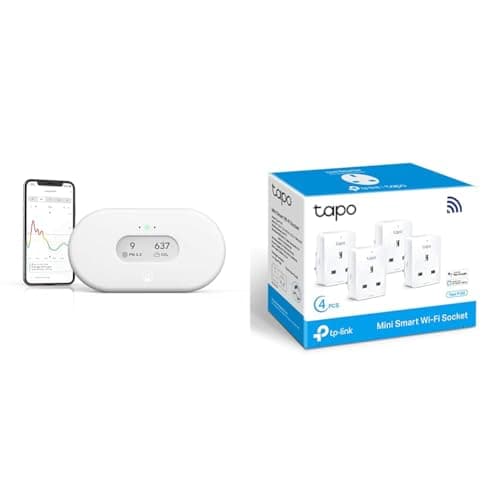 Image of Airthings 2960 View Plus - Radon and Air Quality Monitor with PM 2.5, CO2, VOC, Humidity & Tapo Smart Plug Wi-Fi Outlet, Works with Amazon Alexa & Google Home,Max 13A Wireless Smart Socket