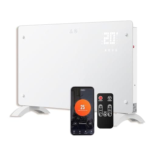 Image of DONYER POWER 1500W Convector Heater, Ultra-thin Wall-mounted or Freestanding, 24H Timer Remote Controlled Operated with WIFI Connection, Ultra-white Glass Panel