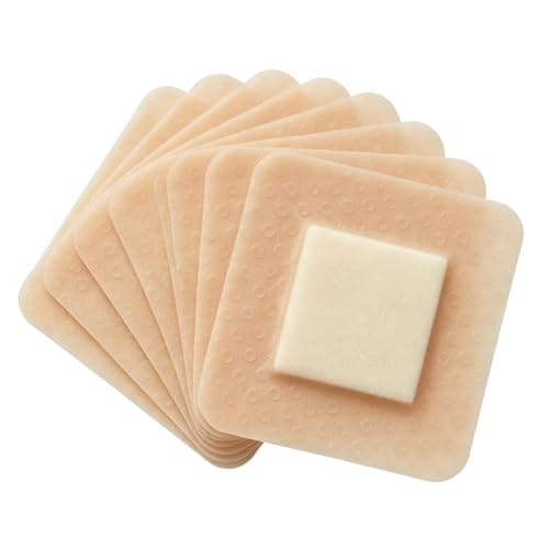 Image of 10 Pcs Silicone Foam Dressing 5 x 5 cm, Waterproof Silicone Dressing, Absorbent Breathable Foam Pad with Gentle Adhesive for Daily Wound Cover