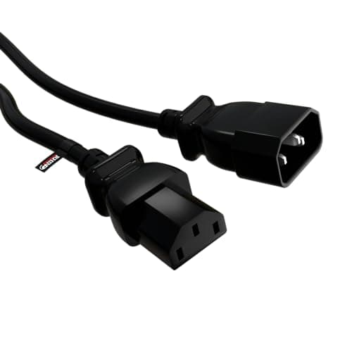 Image of rhinocables IEC Power Kettle Lead Extension – C13 to C14 Cable for Monitors, PCs, Printers & Office Devices | Durable HO5VV-F Mains Connector Lead for Tidy, Reliable Workspace Power (Black, 1.8m)