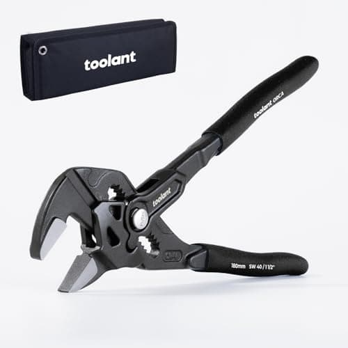 Image of toolant 7-INCH Plier Wrench, CR-V Construction Adjustable Wrench With Pouch, Black Finish Smooth Jaw Pliers, Parallel Jaws with Comfortable Grips, Suitable for All Types of Nuts, Water Pipes, etc