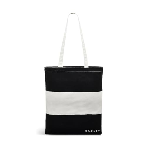Image of RADLEY London Womens Girls Colourblock Responsible - Medium Open Top Tote Shoulder Bag in Black and White