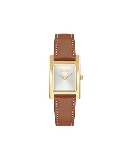 Image of BOSS Two Hand Quartz Movement Watch for Women LUCY Collection with Brown Leather Strap - 1502741