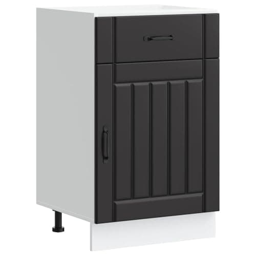 Image of vidaXL Lucca Black Kitchen Base Cabinet/Storage Unit - Durable Engineered Wood, Ample Space w/Adjustable Feet, Easy Clean/Care, Sleek Modern Design