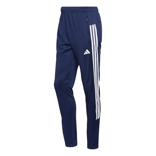 Image of adidas Men's WORKOUT ESSENTIALS ALL-SET 3-STRIPES KNIT PANT, dark blue/white, M