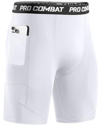 Image of Niksa 1 Packs Compression Shorts Men Gym Running Sports Anti Chafing Underwear Base Layer Shorts Sports Undershorts Quick-Drying Fabric Men’s Workout Shorts,White, L