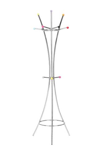 Image of Premier Housewares Floor Standing Arc Coat Stand with Multi-Colour Ball Hooks - 177 cm, Chrome