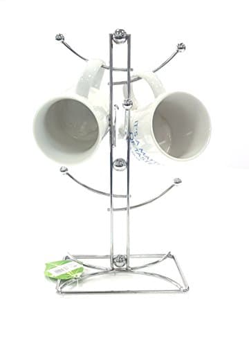 Image of Stylish 6/8 Cup OR Banana Mug Tree Chrome Wire Stand Holder for Home BAR Restaurants (6 Cup Tree)