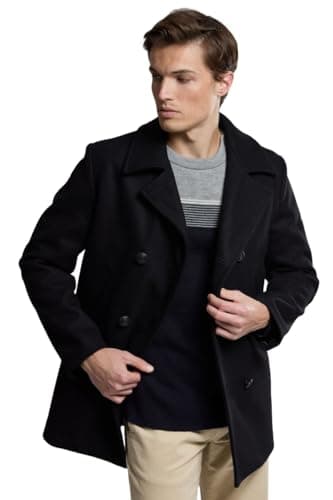 Image of Armor Lux Men's 3706 Reefer Long Sleeve Coat, Black (010 Noir), UK 36