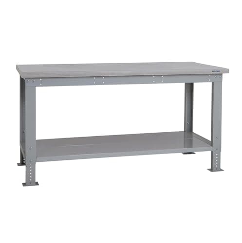 Image of BiGDUG Height Adjustable Workbench - Heavy Duty Workshop Table - 877H x 1715W x 750D mm - Laminate Worktop Full Depth Lower Shelf