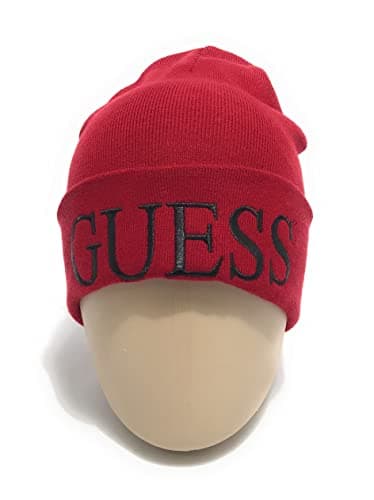 Image of GUESS Womens Block Logo Beanie Hats Maroon Large