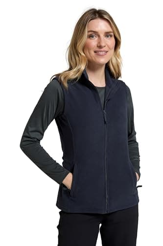 Image of Mountain Warehouse Camber Womens Gilet - Lightweight Sleeveless Jacket, Microfleece Bodywarmer, Breathable Vest, Zipped Side Pockets - Spring Summer, Camping Navy Women's Size 14