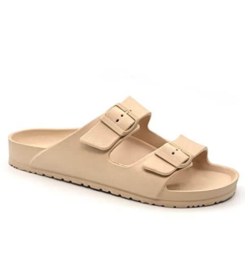 Image of ella Ladies Double Buckle Slides (Nude, uk_footwear_size_system, adult, women, numeric, medium, numeric_5)