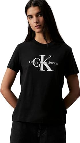 Image of Calvin Klein Jeans Women's Core Monologo Regular Tee J20j219142 S/S T-Shirts, Black, M