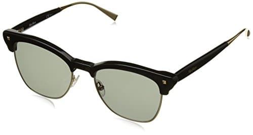 Image of Max Mara Women's MM NEEDLE II 5L MM NEEDLE II 5L MDC 51 Rectangular Sunglasses 51, Black Rosegold/Grey Green