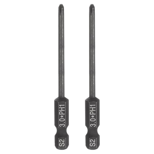 Image of sourcing map 2pcs #1 Phillips Screwdriver Bit PH1 1/4" Hex Shank 3" (75mm) Long 3mm Rod Magnetic Cross Head Drive Drill Bits S2 Steel Industrial Screw Driver Electric Power Tool, Black