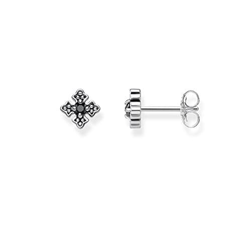 Image of Thomas Sabo H2021-643-11 Women's Stud Earrings 925 Sterling Silver, Sterling Silver, zirconia black