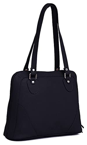Image of Hudson & James Designer Genuine Real Nappa Leather Handmade Women Ladies Travel Satchel Everyday Work iPad Shoulder Handbag Bag (Dark Navy Blue)