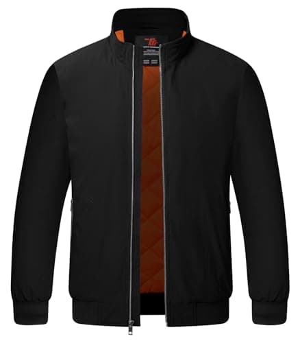 Image of YSENTO Mens Bomber Jackets Winter Casual Windbreakers Jacket Windproof Lined Warm Baseball Coat Outwear(Black,L)