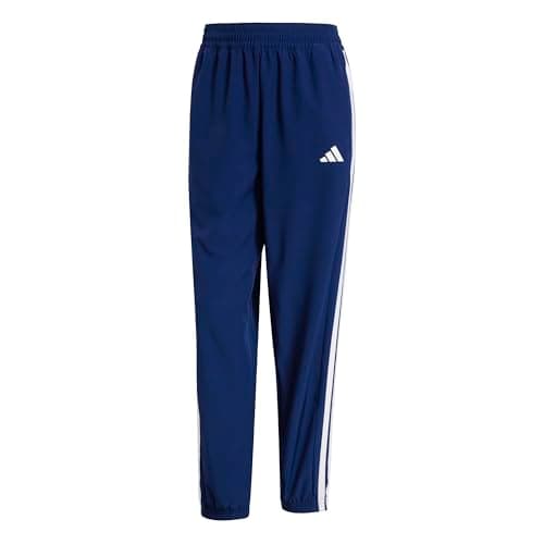 Image of adidas Women's Train Essentials 3-Stripes Woven Pants, Dark Blue/White, S
