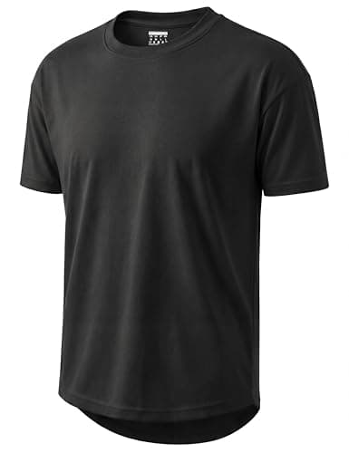 Image of TACVASEN Mens Casual Shirts Crew NeckDrop Shoulder Short Sleeve T Shirts for Men Summer Quick Dry Tshirt for Men Adult Black M