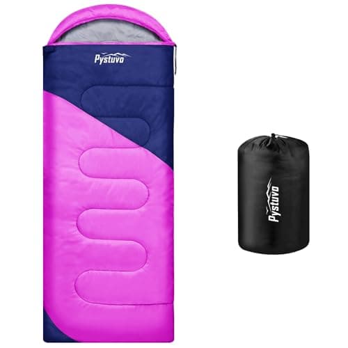 Image of Pystuvo Sleeping Bag for Adults,4 Season Sleeping Bag,Lightweight,Waterproof Indoor & Outdoor Use,Comfortable Sleeping Sackfor Kids,Teens & Adults for Hiking,Backpacking and Camping, Light Purple+Navy