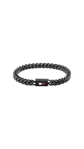 Image of Tommy Hilfiger Jewelry Men's Chain Bracelet in Black Stainless Steel with the Iconic Flag - 2790649S