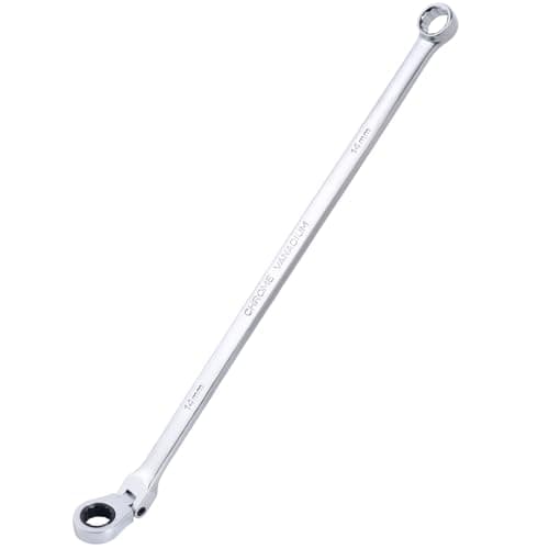 Image of BINGCOBBER Flex Head Ratchet Combination Spanner Set,8 mm to 19 mm Extra Long Wrench Set,12-Piece Ring Spanner Set Chrome Vanadium Steel Hand Tools
