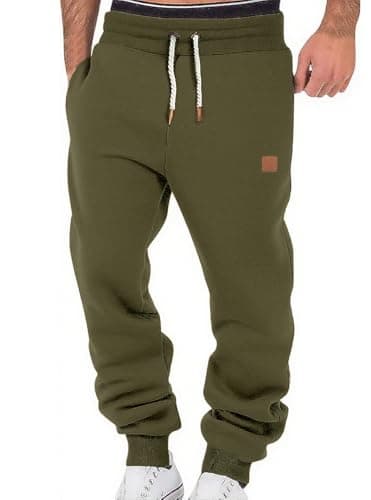 Image of WINKEEY Mens Joggers Tracksuit Bottoms Drawstring Elasticated Waist Trousers for Men with Pockets Comfort Casual Walking Sweat Pants Men,Green M