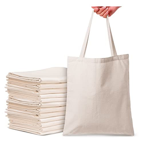 Image of Top Urban Tote Bag Plain Natural Cotton Bag Ideal for Shopping Printing and Decoration Lightweight Reusable Canvas Fabric Bags for DIY, Advertising, Promotion, Gifts (Natural cotton, Pack of 12)