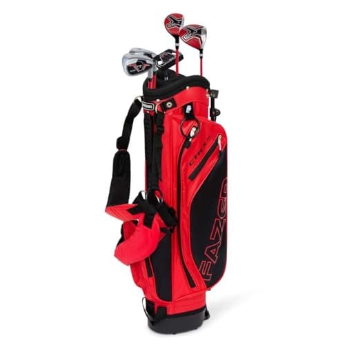 Image of Fazer Junior CTRX Red 5‑Piece Golf Club Set with Stand Bag – Ages 9–11, Lightweight Graphite Shafts, Driver, Hybrid, Irons & Putter, 1‑Year Guarantee