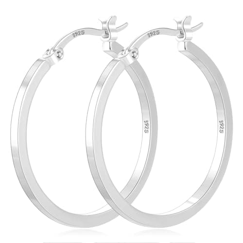 Image of PABBEU 925 Sterling Silver Hoop Earrings Hypoallergenic Silver Hoop Earrings Lightweight Large Hoop Earrings for Women with 925 Sterling Silver Post 30/40/50/60/70mm