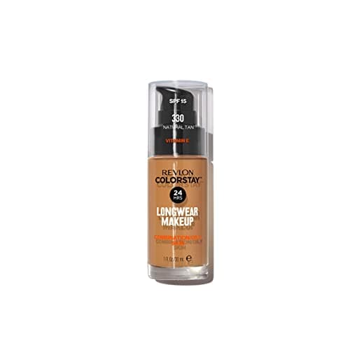 Image of Revlon Colorstay Liquid Foundation Makeup for Combination/Oily Skin SPF 15, Longwear Medium-Full Coverage with Matte Finish, Natural Tan (330), 30 ml (Pack of 1), 330 Natural Tan