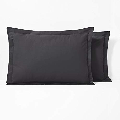 Image of Ropa De Cama DARK GREY 100% EGYPTIAN COTTON 1000 THREAD COUNT PAIR OF OXFORD PILLOWCASES SUPER-KING SIZE 50CM x 90 CM