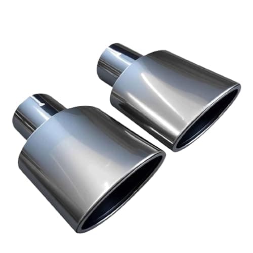 Image of Dual Exhaust Pipes For Mercedes For Benz C-class E-class W211 C300 57mm Exhaust Pipe Cut Stainless 125 * 75mm Steel Tailpipe(Silver)