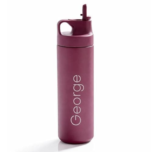 Image of Engraved Personalised Water Bottle 500ml (Mauve), Vacuum Flask with Straw - 12 Hr Hot/24 Hr Cold Bottle | Luxury Engraved Insulated Stainless Steel Water Bottles