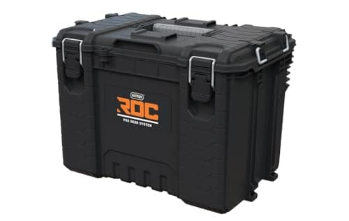 Image of Keter ROC Pro Gear Heavy Duty XL Toolbox, 25 Year Warranty, Modular, Stackable, Lightweight, Durable, IP65 Water Resistant, Black