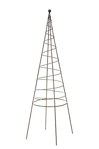 Image of RUDDINGS WOOD Spiral Metal Obelisk Climbing Plant Garden Support Pyramid Cage Frame 90cm High Rust Effect