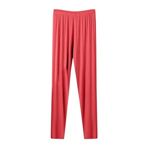 Image of TURWXGSO Women's Pyjama Bottoms Summer Casual High Waisted Wide Leg Pants Elegant Comfort Trousers Soft Ladies Solid Pj Bottoms Plus Size Lounge Pants with Pockets
