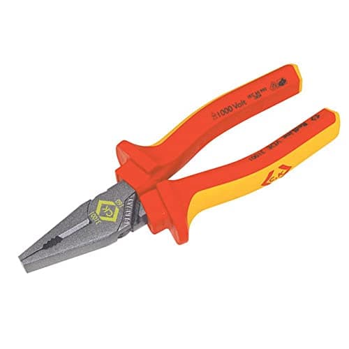Image of C.K Redline VDE Combination Plier & Cutter 165mm, 1000v Insulated Electrical Flat Nose Pliers and Wire Cutters, Electricians Engineer Tools, Croppers Snips Electrician, CK Tools 431001