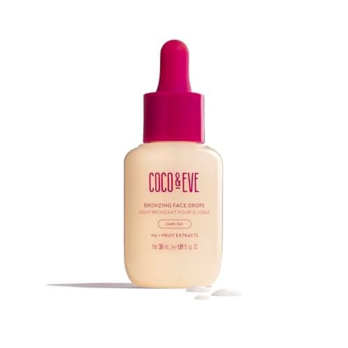 Image of Coco & Eve Sunny Honey Bronzing Face Drops (Dark), Natural Self Tanning Face Drops. Hydrating Hyaluronic Acid. Indoor Sunless Moisturizing Self Tanner. (1 fl oz)