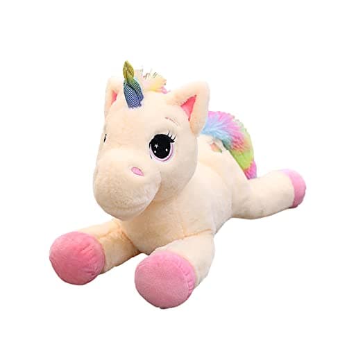 Image of Trayosin Plush Unicorn Cuddly Toy 40/60 cm High Super Soft Unicorn Cushion Soft Toy Cute Plush Toy for Children Girls Doll Gift (Beige Pink, 40 cm)