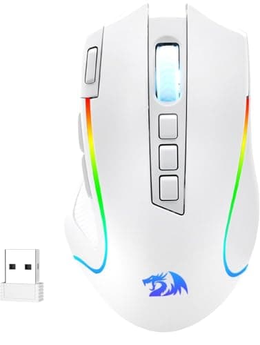 Image of Redragon M612 PRO RGB Gaming Mouse, 8000 DPI Wired/Wireless Optical Mouse with 9 Programmable Buttons & 6 Backlit Modes, BT & 2.4G Wireless, Software Supports, White