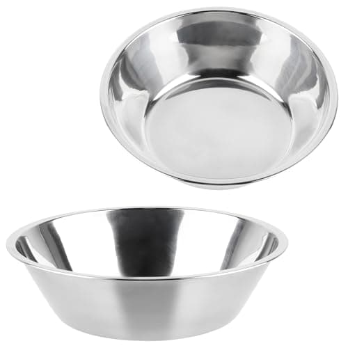 Image of Cxryrzhe 2 Pack Thick Stainless Steel Dog Bowls Food Grade Safe Pet Cat & Dogs Feeder Bowls and Water Bowls Easy to Clean (13cm)